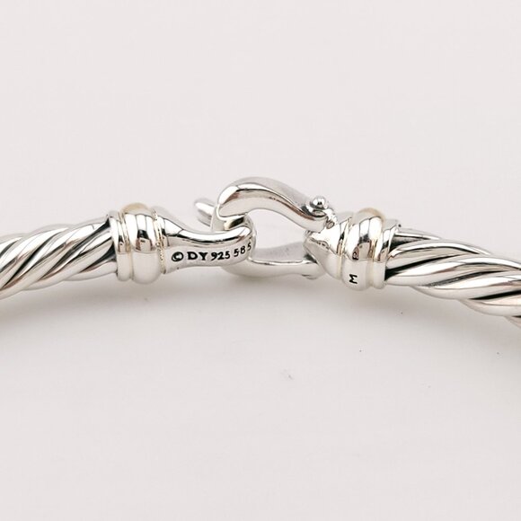 David Yurman Sterling Silver & 14k Gold FLEX 4mm Classic Cable Buckle Bracelet - Picture 7 of 11